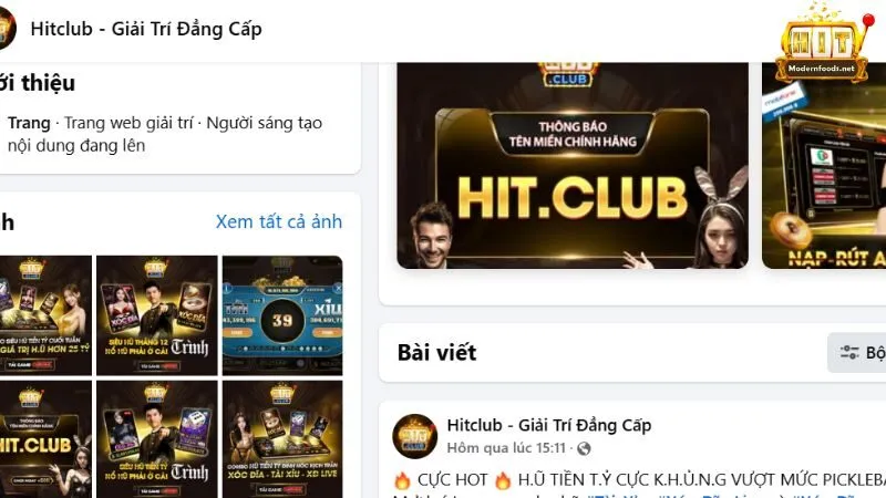 Liên hệ Hitclub qua Fanpage